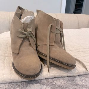J. Crew Womens Size 6.5 Brown Italian Suede Wedge Ankle Boot Macallister Sand